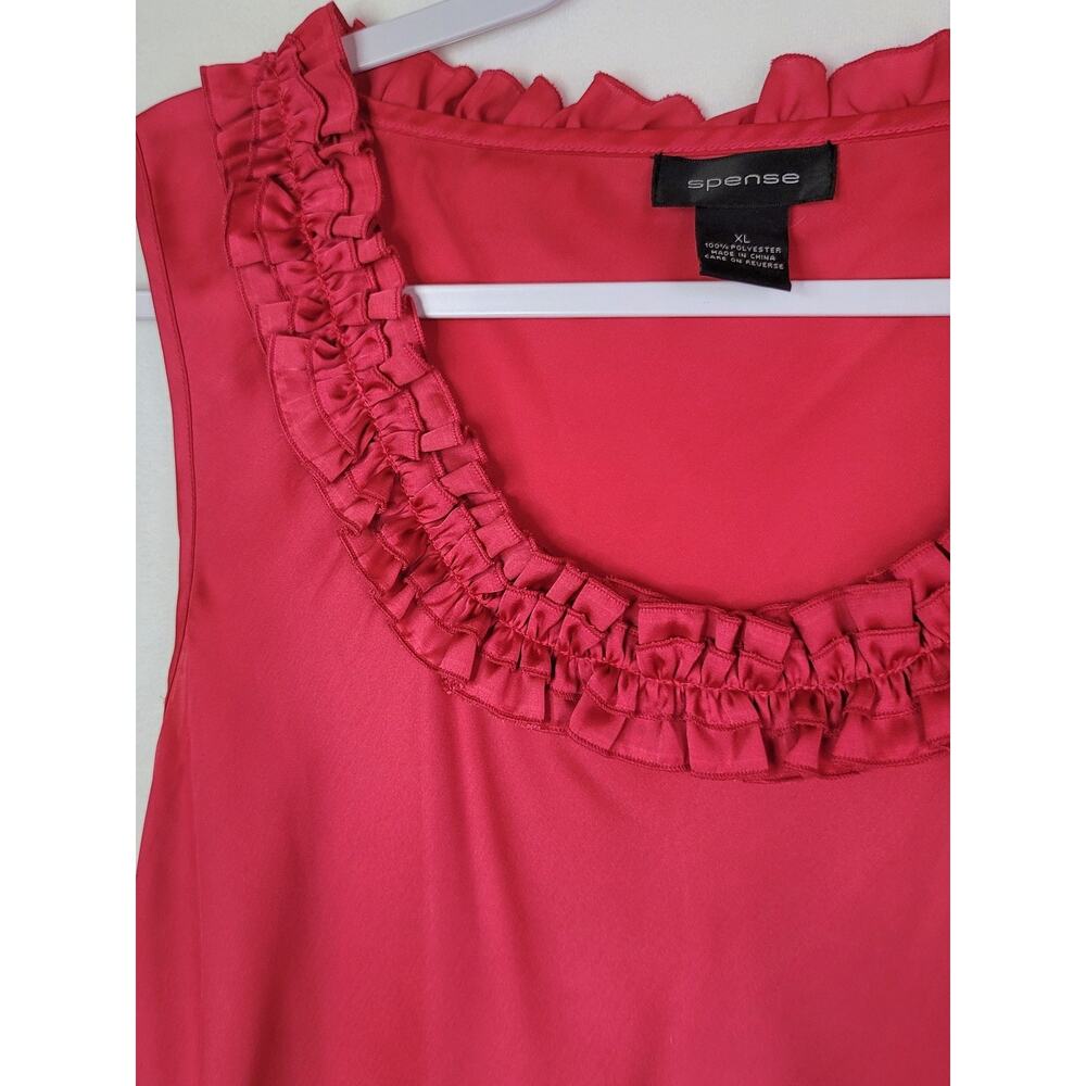 Spense Shimmer Red Ruffle Neckline Sleeveless Blouse Women's XL Workwear Casual - Picture 5 of 8